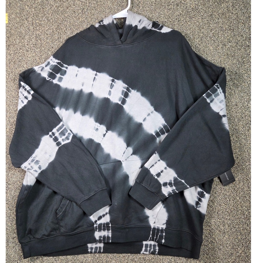 No Boundaries Fleece Hoodie Mens 2XL Black Tie Dye‎ Spiral Pullover NWT